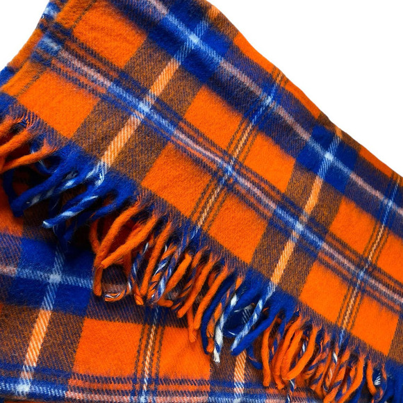 Faribo Woolen Mills Orange & Blue Stadium Lap Blanket Vintage - Picture 1 of 3